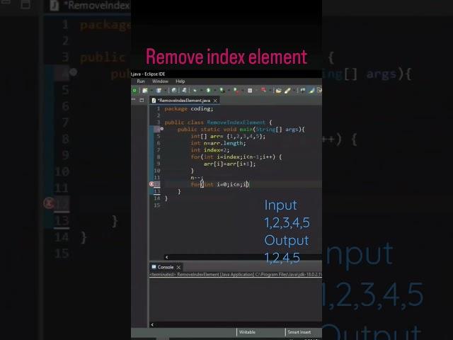 How to remove array index element in java