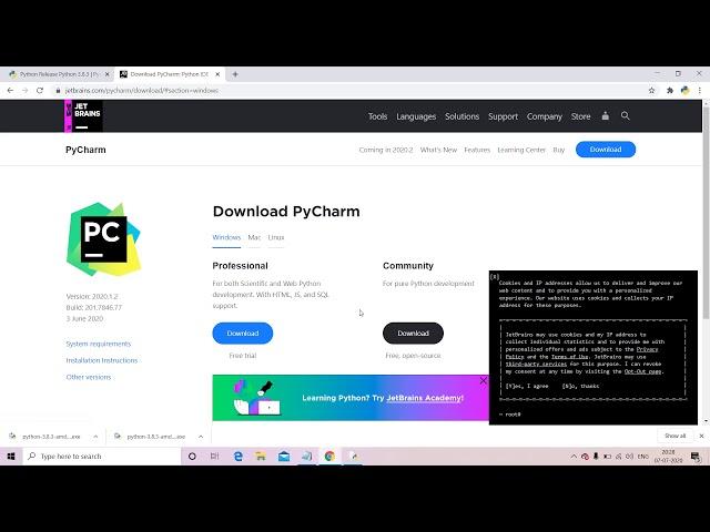 INSTALLATION OF PYTHON ALONG WITH PYCHARM||PYTHON PROGRAMMING FOR BEGINNERS||PART  2