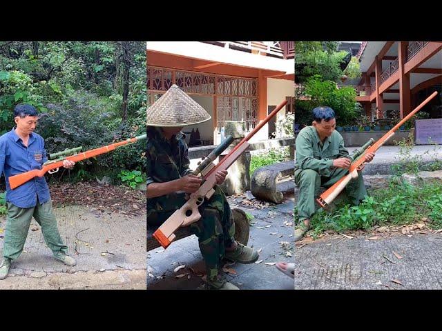 How to use bamboo to make PUBG items-Awm 98k m24 m416....