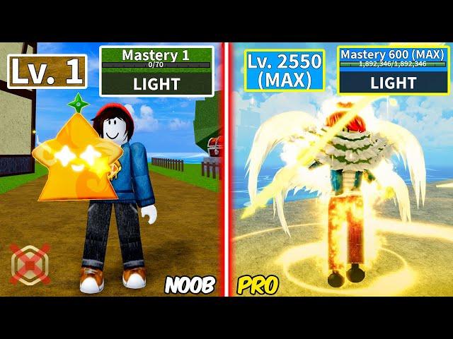 Level 1 to Max Level as Noob Bacon using only Light Fruit | Full Gear Angel V4 with Zero Robux & F2P