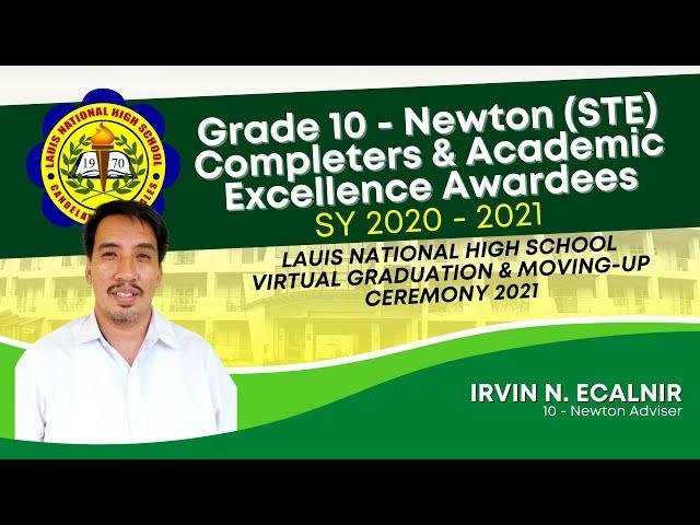 GRADE 10 - NEWTON COMPLETERS SY 2020 - 2021 | ADVISER IRVIN ECALNIR