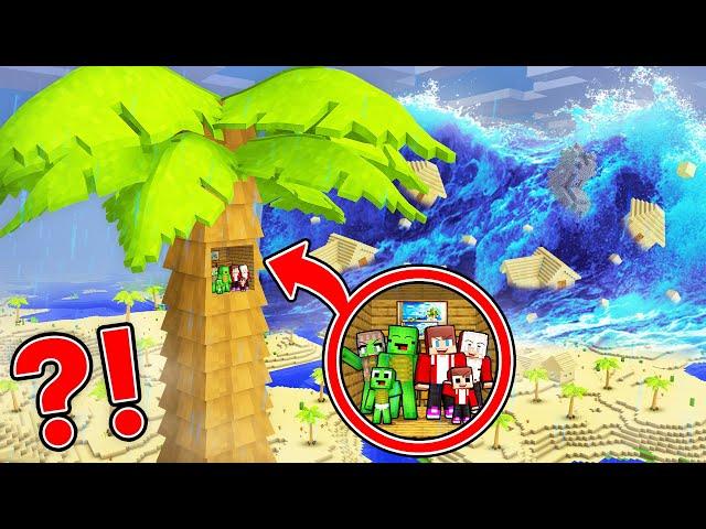 EPIC TSUNAMI vs. Mikey Family & JJ Family PALM Bunker - Minecraft (Maizen)