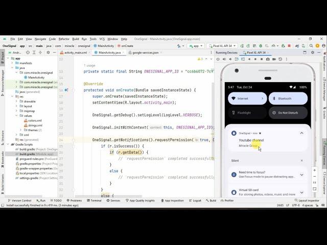 Push Notification Using OneSignal in Android Studio with Java and FireBase