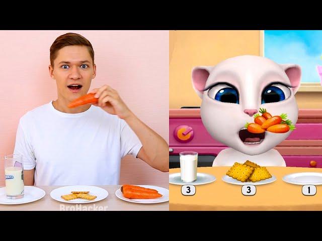 Imitate Angela Eating Food  My Talking Angela 2 Real Life