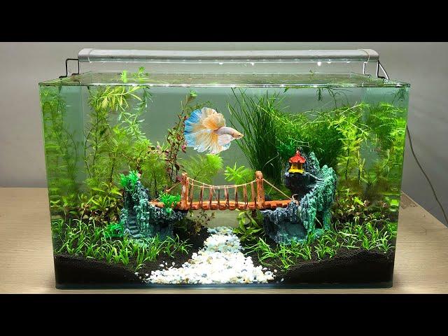 DIY Simple Aquasacpe Betta Fish For Office - How To Make Aquarium Decoration Ideas - MR DECOR #178