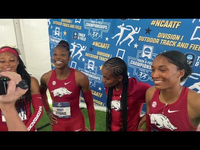 Nickisha Pryce, Kaylyn Brown, Amber Anning & Rosey Effiong After Breaking 3:17.96 NCAA 4x400m record