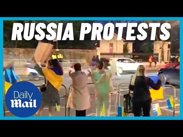 Ukrainian protest outside Russian embassy in London