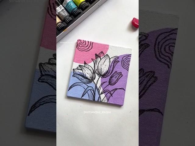 Day 5/5 Floral Boho Art | Acrylic Painting #asmr #satisfyingart  #pendrawing #modernart #walldecor