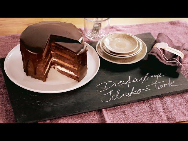 Rezept: Dreifarbige Schoko Torte von Dr. Oetker