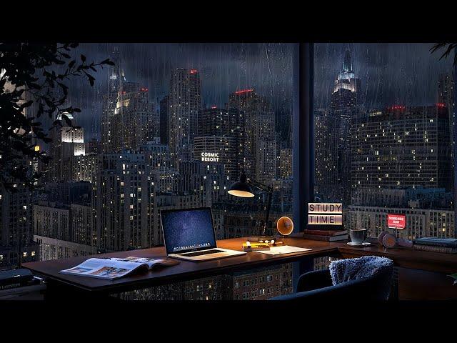 New York Corner Study Room - Rain and Distant Thunderstorm Sounds for Focus and Relaxation