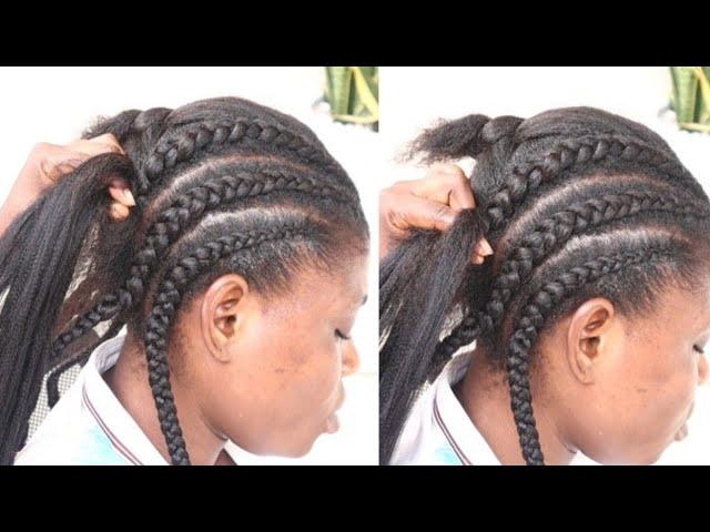 How To :Feedin braids Hairstyle Using Braid Extension /mabeltv/beginners friendly