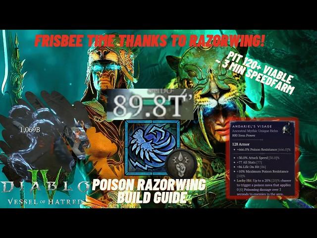 Andys Razor Wing poison Spiritborn build oneshots PIT 120! Diablo4 season6 Endgame Guide