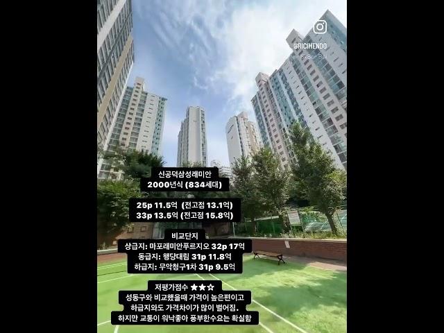 공덕역 쿼드러플 역세권 신공덕삼성래미안1차 아파트입니다