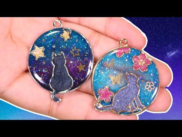 Starry Night & Cherry Blossom Kitty Cat Charms | Watch Me UV Resin