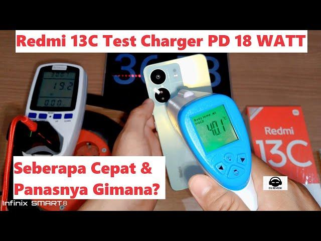 Test Xiaomi Redmi 13C Menggunakan Charger PD 18 Watt 18w Fast Charging Seberapa Cepat & Panas HPnya