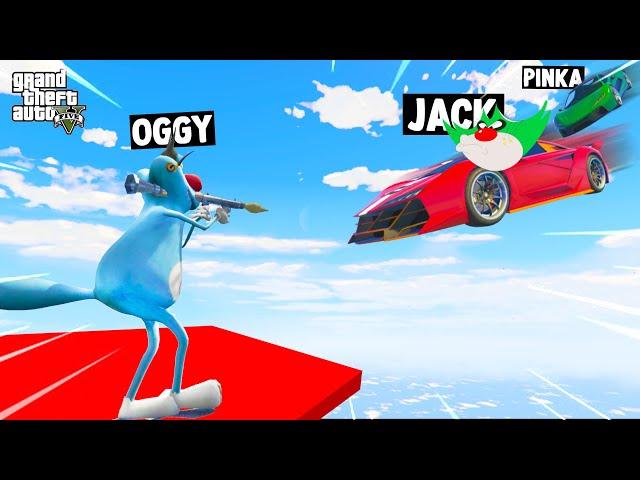 OGGY AND JACK PLAYING RPG VS CAR CHALLENGE (GTA 5 Funny Moments)