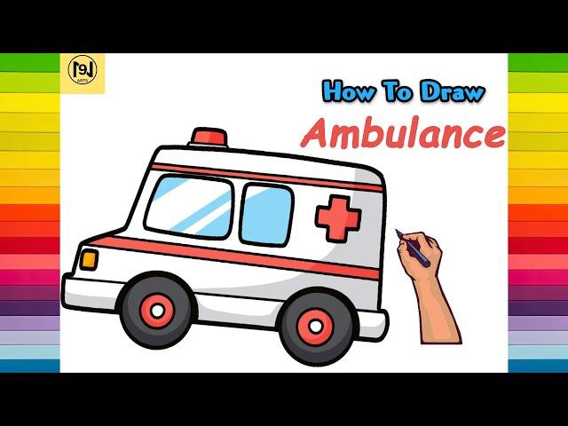 How to draw an Ambulance easy step by step | No.9 ARTS