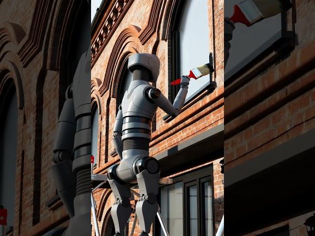FUTURE ROBOT PAINTING A WINDOW FRAME.