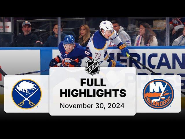 NHL Highlights | Sabres vs. Islanders - November 30, 2024