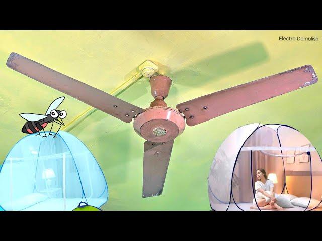 Early 90s 1500mm Himadri Vintage Ceiling Fan vs Mosquito Net | with [Spring Wobble Test] 