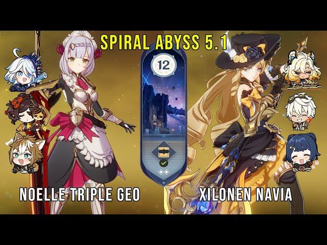 C6 Noelle Triple Geo and C0 Navia Xilonen | Genshin Impact Abyss 5.1 Floor 12 9 Stars