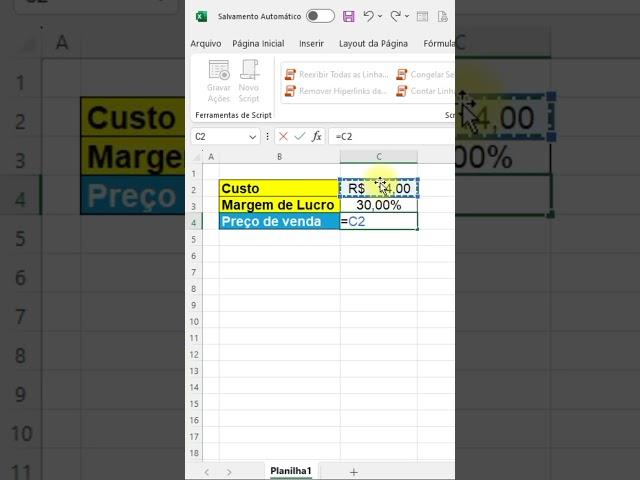Como calcular o preço de venda com margem de 30% no Excel #excel #excelbrasil #custos