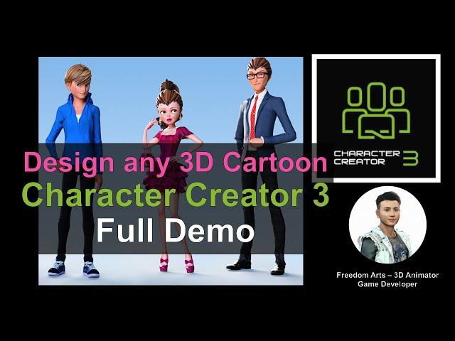 How to create cartoon 3D avatar - Character Creator 3 Full Demo (No voice, silent)