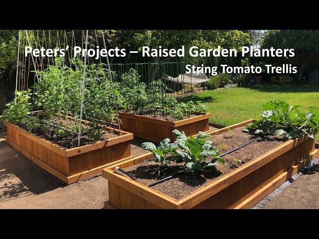 Raised Garden Planter Beds - New String Tomato Trellis Design