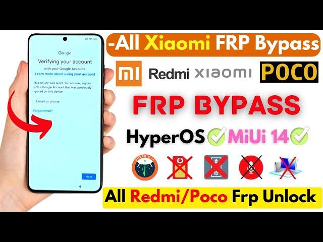 All Redmi POCO Frp Bypass MiUi 14 Without PC -All Xiaomi HyperOS Frp Google Bypass -No Second Space!