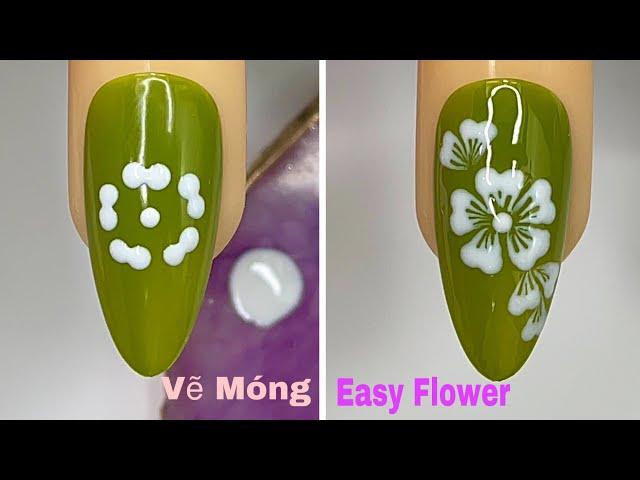 Easy Flower Nails Art For Beginner Vẽ Hoa Năm Cánh New Nails Design  New Nails