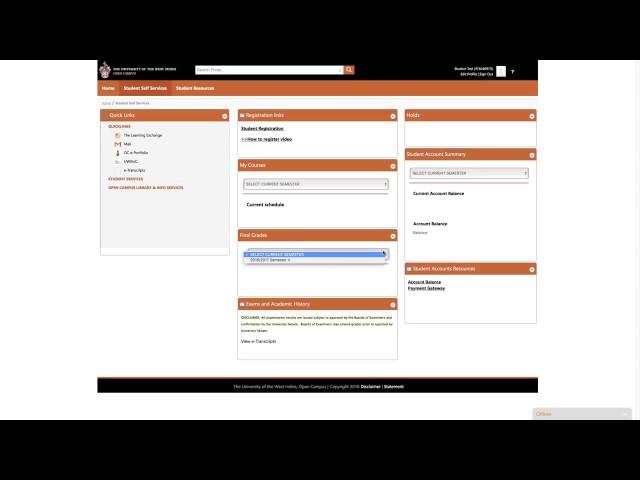 UWI Open Campus - How to View Grades & Transcript