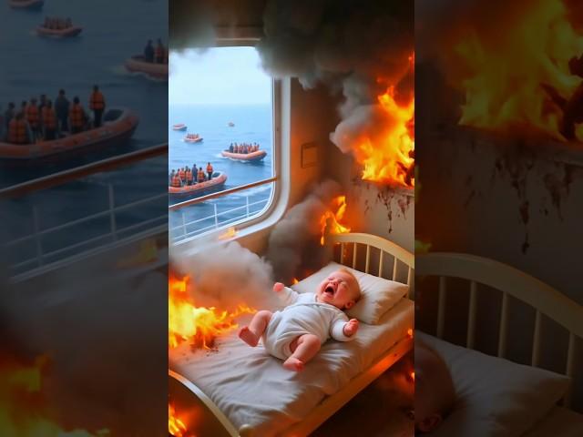 The panda heroically rescued the baby from the burning ship!  #ai #panda #baby #ship #shorts