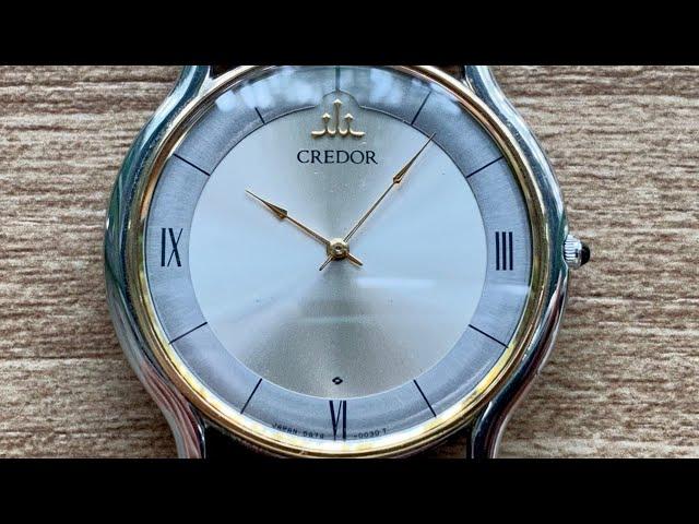 Vintage June 1991 Seiko 5A74-0020 Credor Quartz Solid 18K Gold Bezel - Pie Pan Dial Cathedral Hands