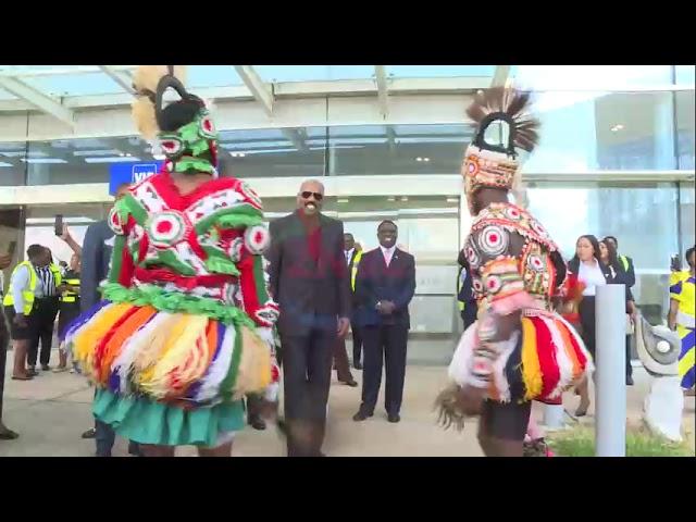 American comedian, television host, actor, writer, and producer  Steve Harvey's arrival in ZAMBIA .