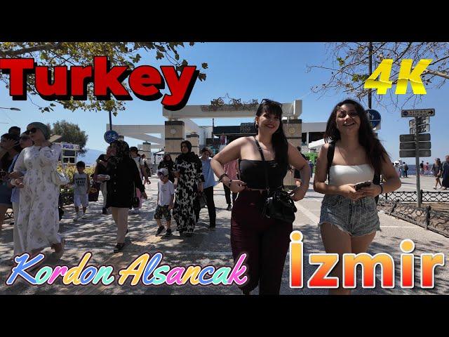 Kordon is the most well-known coastal walking area in Turkey. İzmir Konak Alsancak Walking Tour 4K.