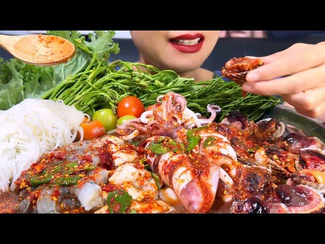 Thaifood ASMR ยำเหลาปลาร้า Spicy Pickled Fish Salad MUKBANG show