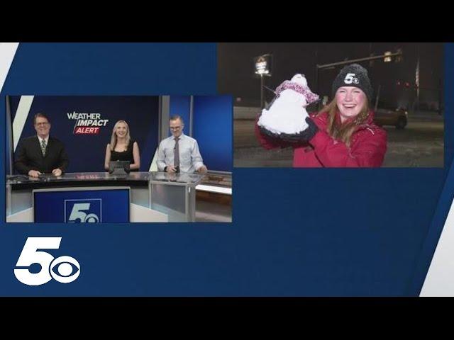 5NEWS reporter Lauren Spencer makes snowman in Oklahoma