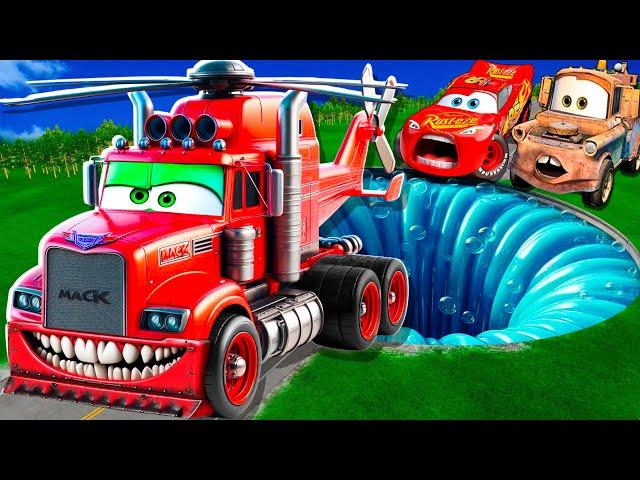 ZOMBIE Pit Transform In Beast Lightning McQueen & Big & Small Pixar Cars! Beam.NG Drive!