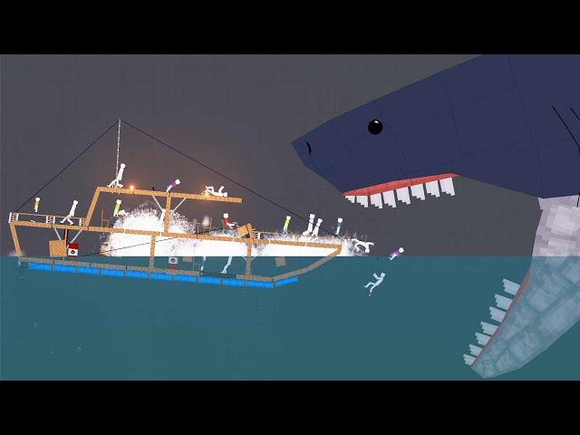 People Fight with Melons Over the Megalodon Ocean in People Playground