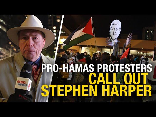 Anti-Israel protesters try to crash event honouring former PM Stephen Harper