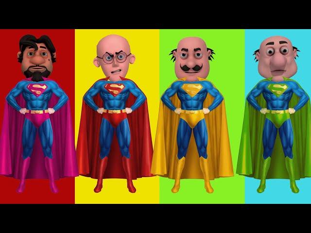 Motu Patlu Wrong Heads with Spiderman Superman in Hindi || Motu Patlu Coloring Hindi