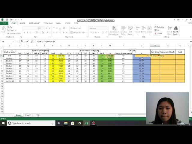 How to make a grading sheet using Microsoft Excel by Danica Mae Calma