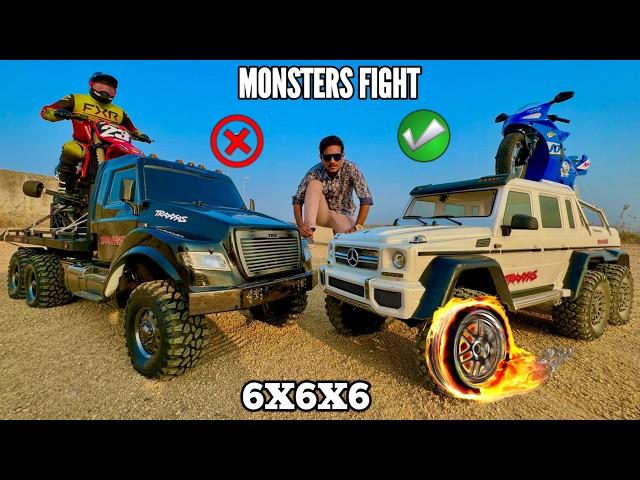 RC Mercedes AMG 6X6 Vs RC Traxxas Truck 6X6 Bike Loading Test  - Chatpat toy TV