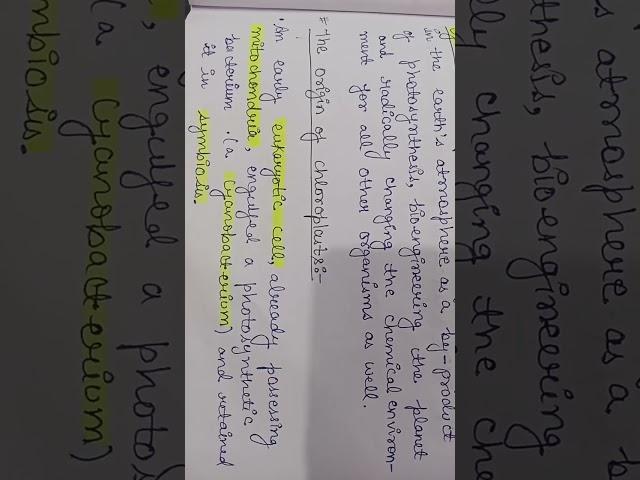 The origin of chloroplasts and Acquisitions of chloroplasts 
