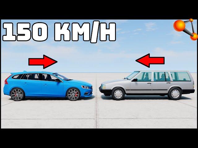 VOLVO V60 vs VOLVO 940! 150 Km/H CRASH TEST! - BeamNg Drive