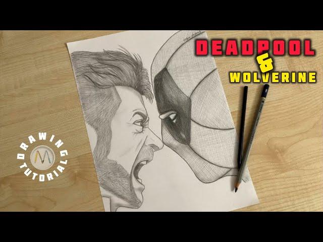 Deadpool vs Wolverine drawing pencil drawong tutorial