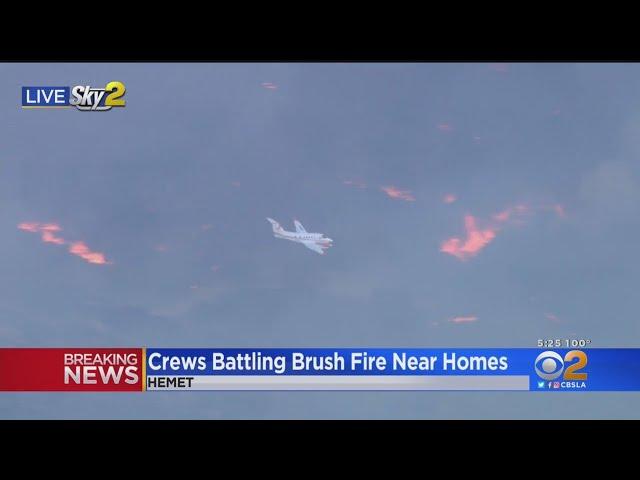 Aircrews battling 500-acre brush fire in Hemet