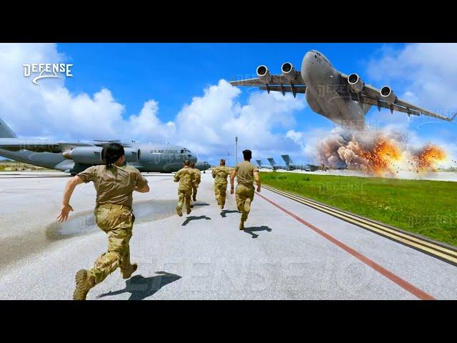 High Alert! US Air Force C-17 Crew Executes Emergency Takeoff at Full Speed!!