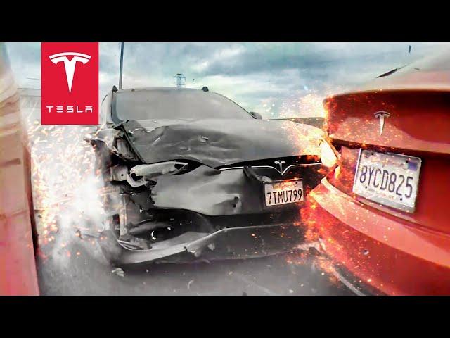 TESLA DRIVER CAUSE MASSIVE TESLA CRASH