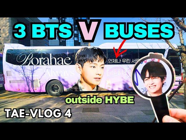 3 BTS V Buses appear outside HYBE?!!  BTS V Taehyung Birthday Project 2024